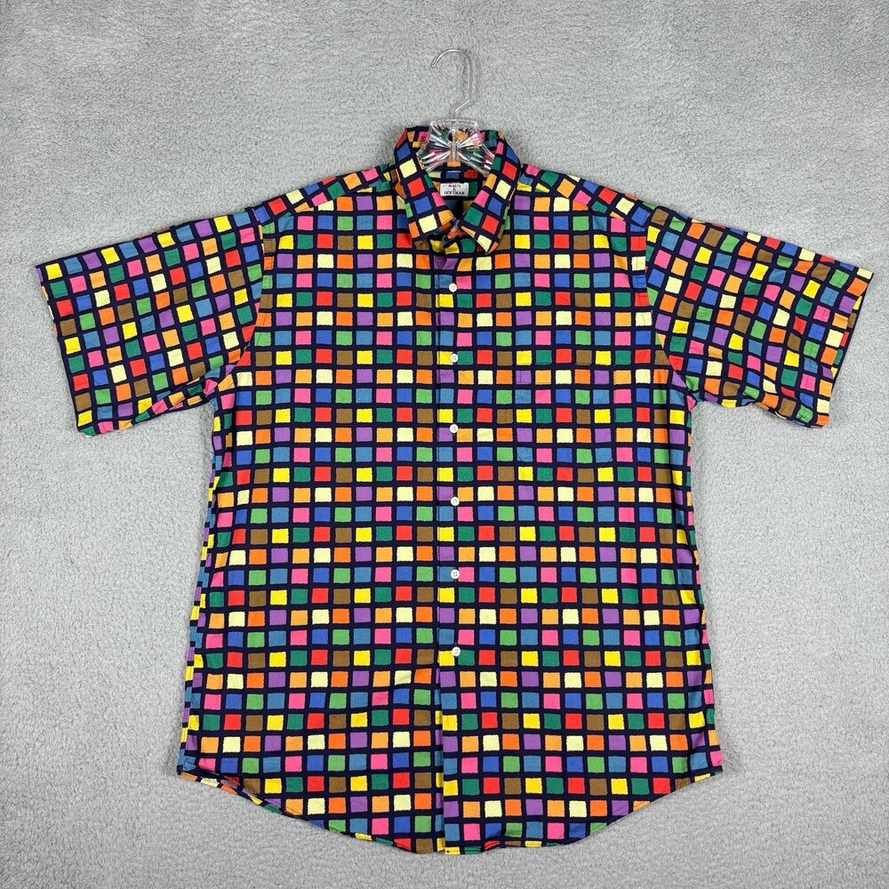 Maus & Hoffman Shirt Men’s Large Multicolored Check Casual Fun Eccentric USA - Picture 2 of 8